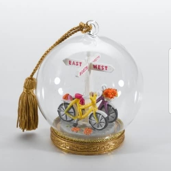 Flavia Milano Friendship Bike Glass Hand Painted Ornament Globe - Picture 1 of 9